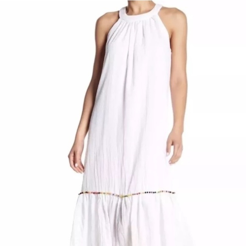 Superfoxx White Pompom Midi Dress size Medium NEW